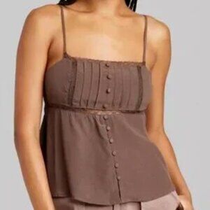 Excellent Condition, SZ XL, Lace Trim Cami Top, Brown
